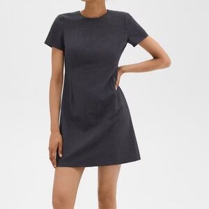 Theory Wool Gray Sheath Mini Dress Sz 8